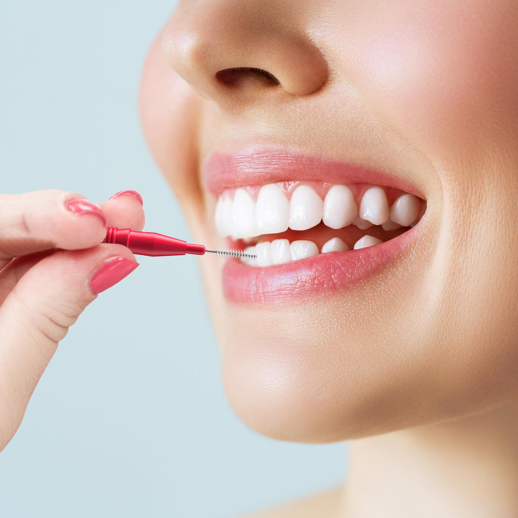 Interdental brush cleaning between teeth for braces