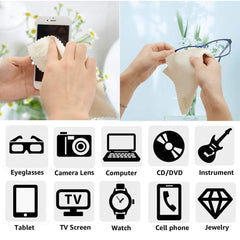 Chamois cleaning cloth used on a camera lens