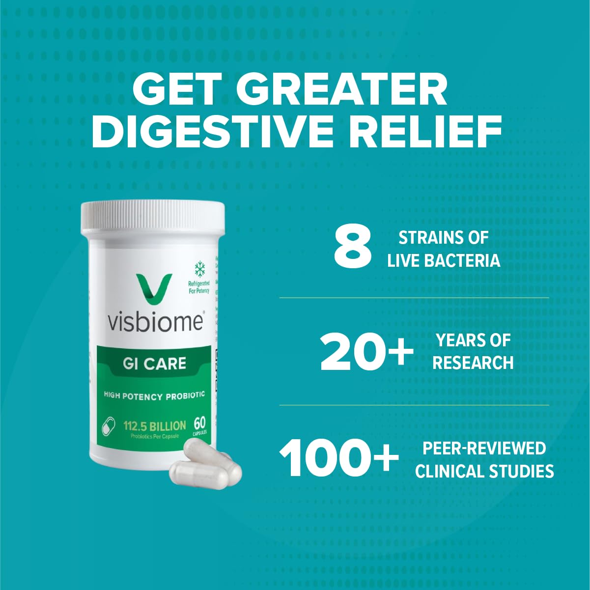 Close-up of eight probiotic strains in Visbiome blend