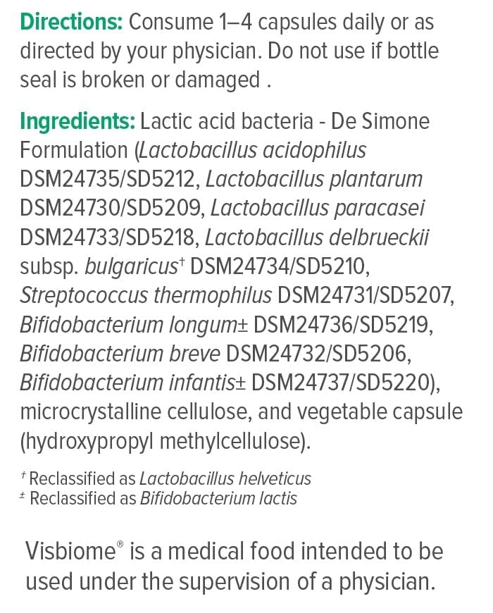Non-GMO and cornstarch-free ingredients noted on Visbiome label