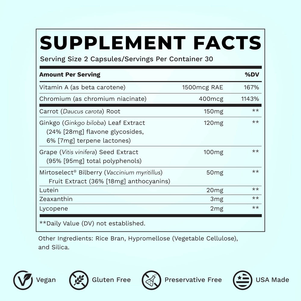 Visibili-T packaging and 60 capsules label