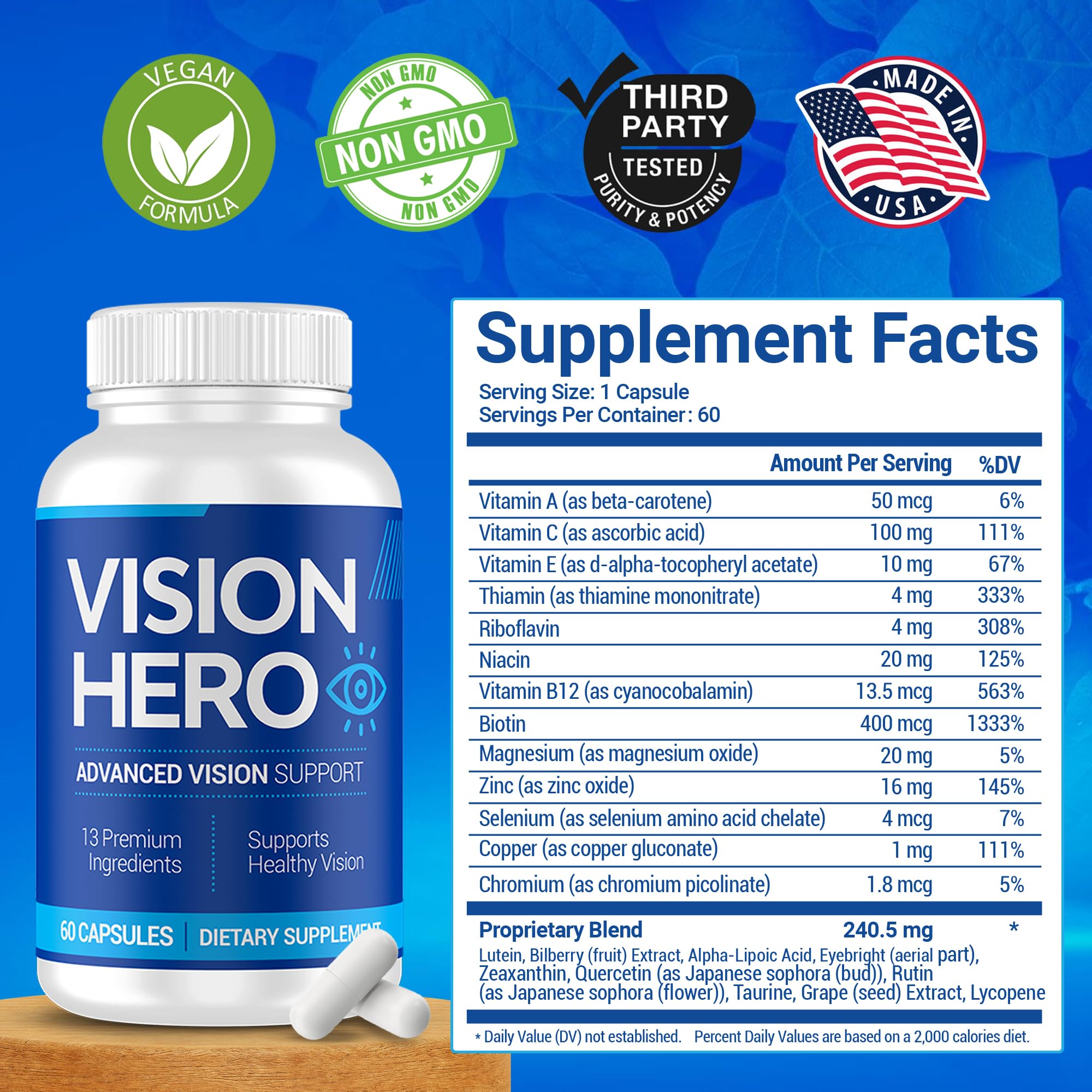 Adult reading outdoors with Vision Hero bottle nearby