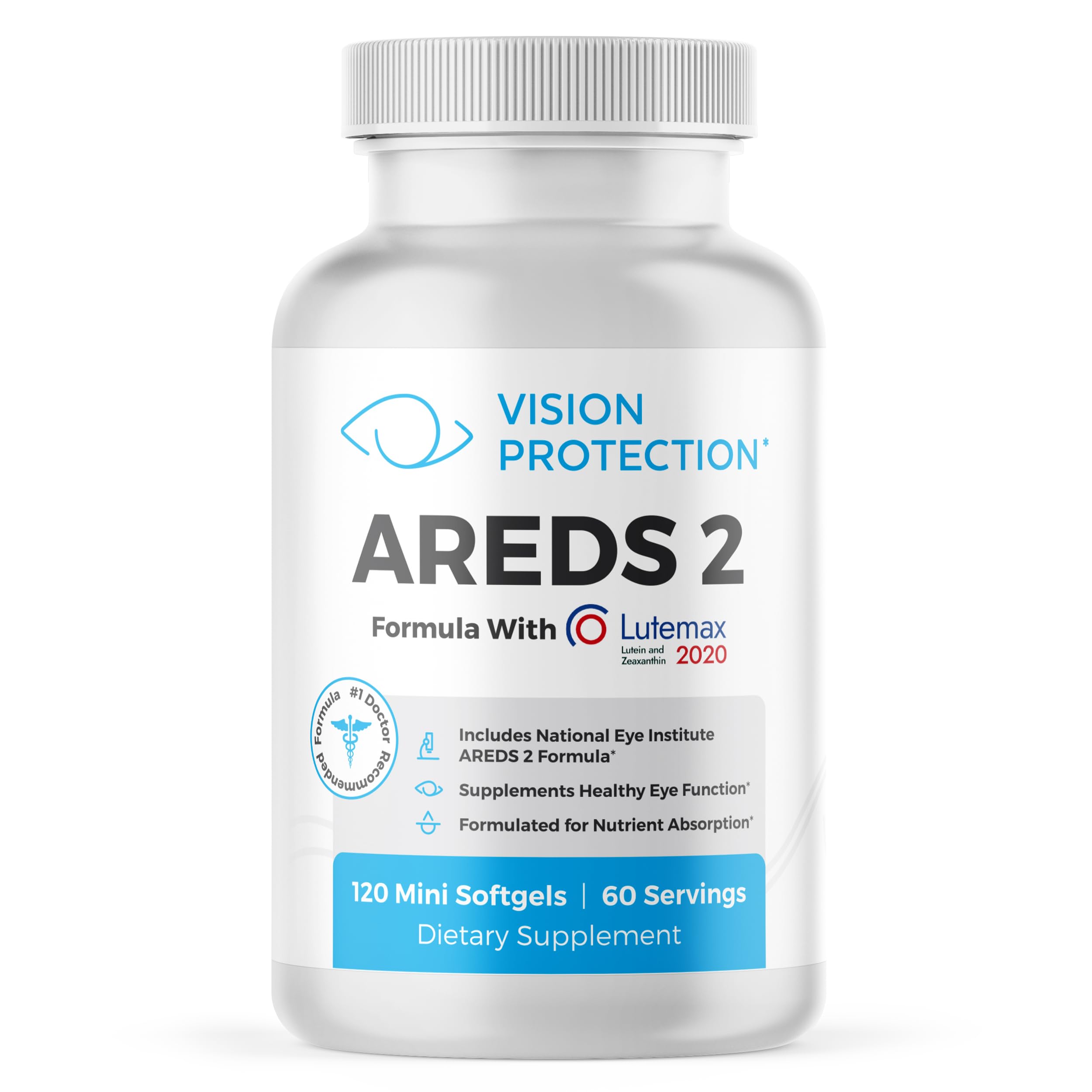 Vision Protection AREDS2 eye vitamin bottle with 60-day supply.