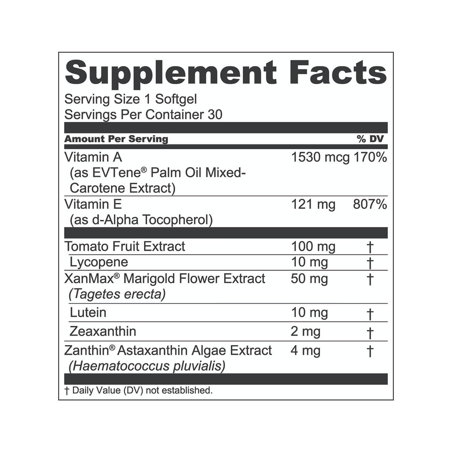 VisionMD Eye Vitamin CARMIS bottle - 30 softgels close-up