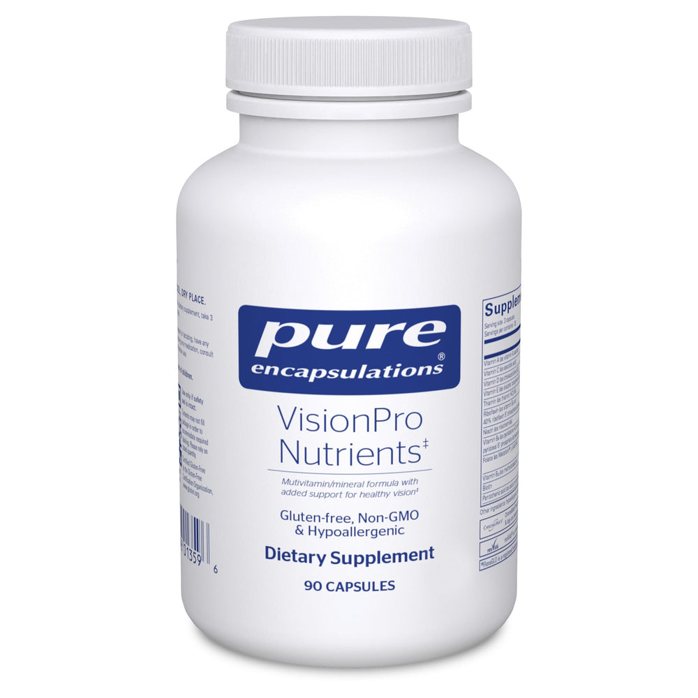 VisionPro Nutrients bottle label with Pure Encapsulations branding