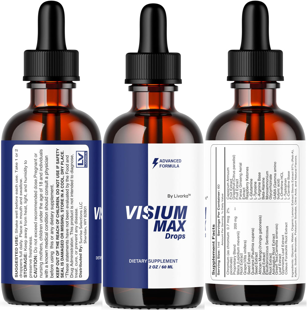 Visium Max Drops health support supplement display