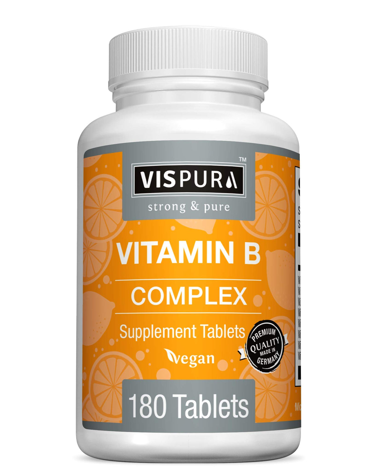 Vispura Vitamin B-Complex bottle with 180 vegan tablets