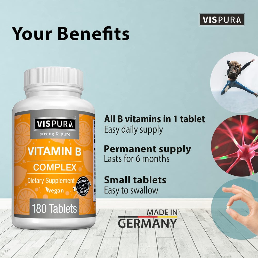 B-complex vegan tablets on white background