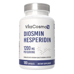 Bottle of VitaCosmoX Diosmin Hesperidin 1200 mg Complex with product label