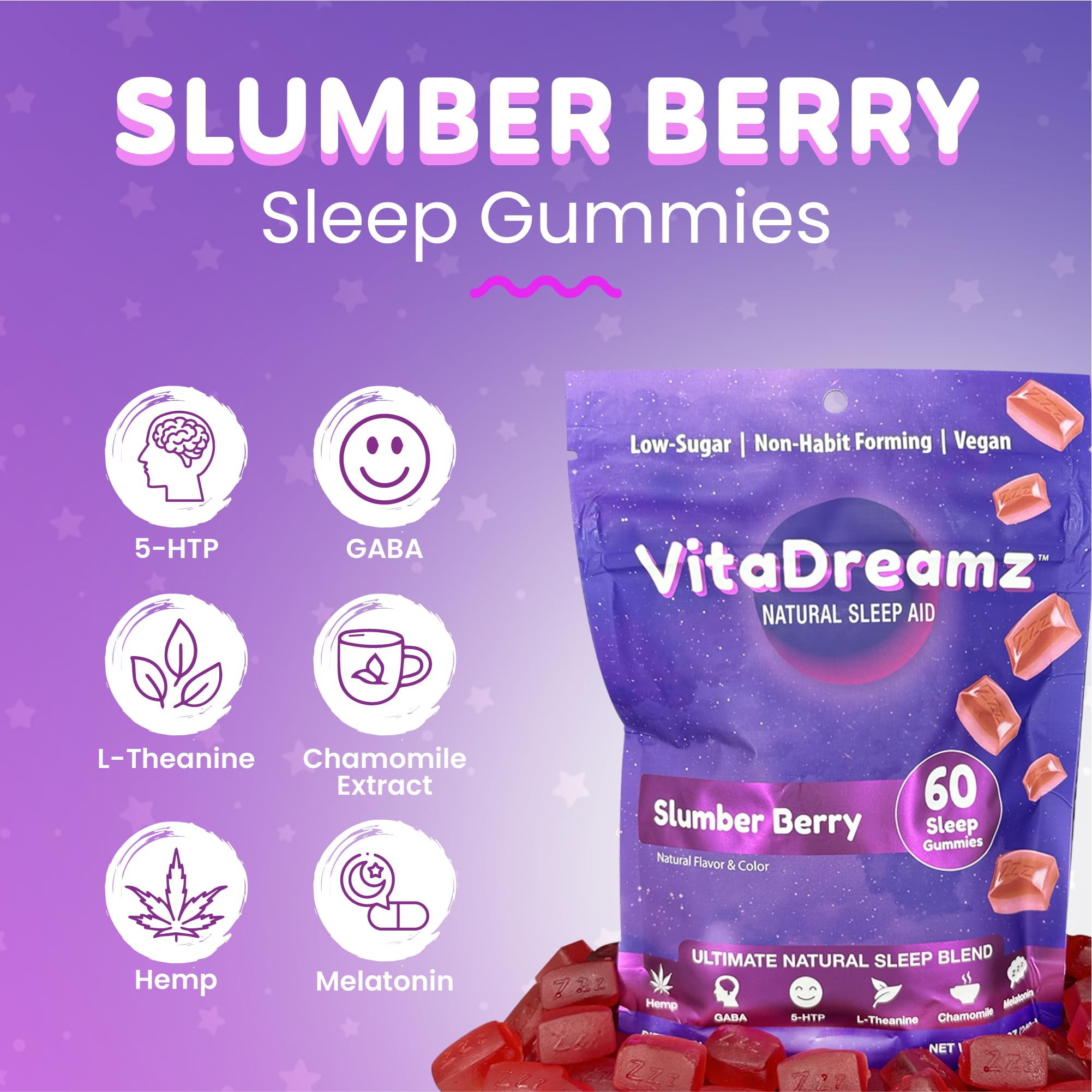 Person incorporating VitaDreamz gummies into bedtime routine