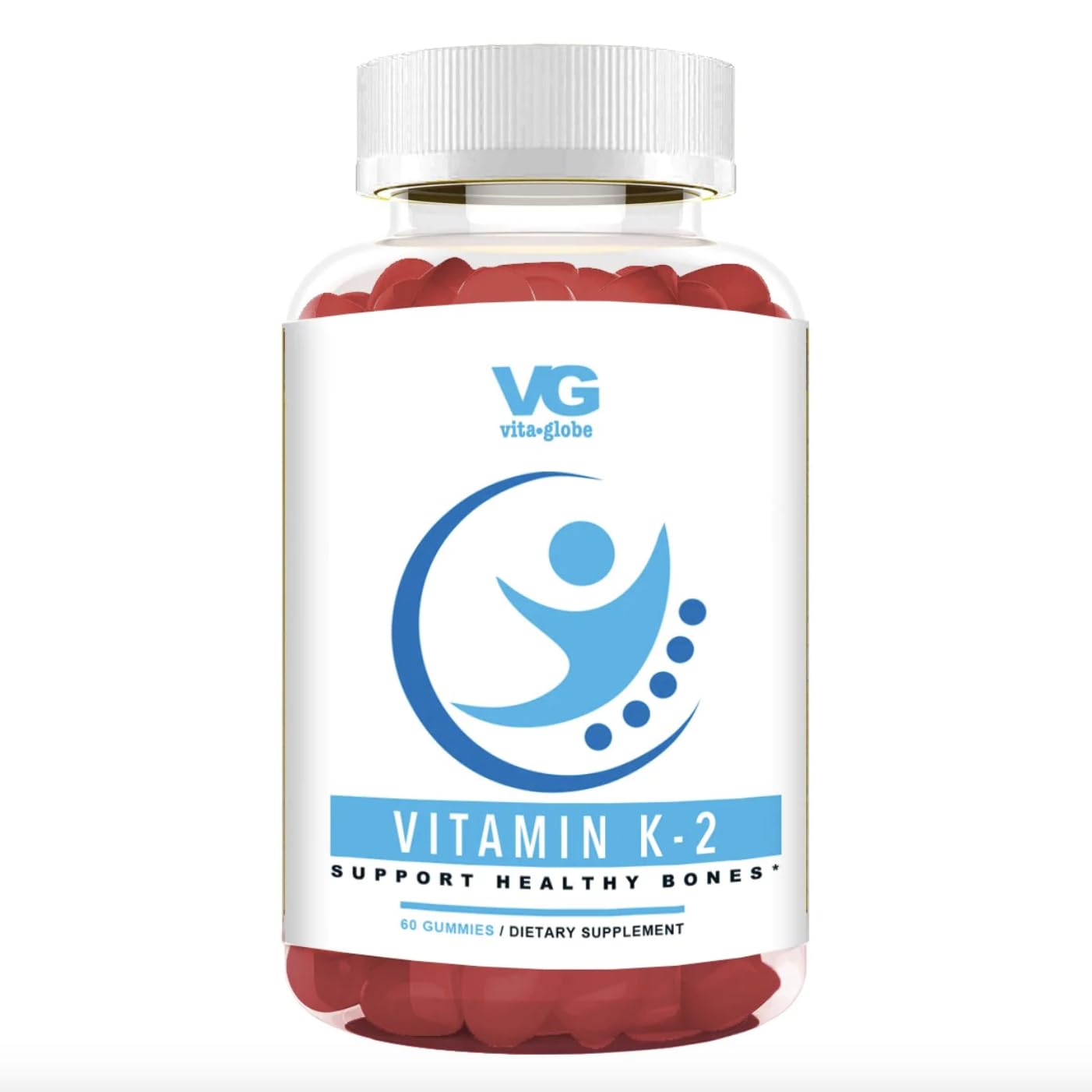 Front view of VitaGlobe Vitamin K2 Gummy bottle – 60 count