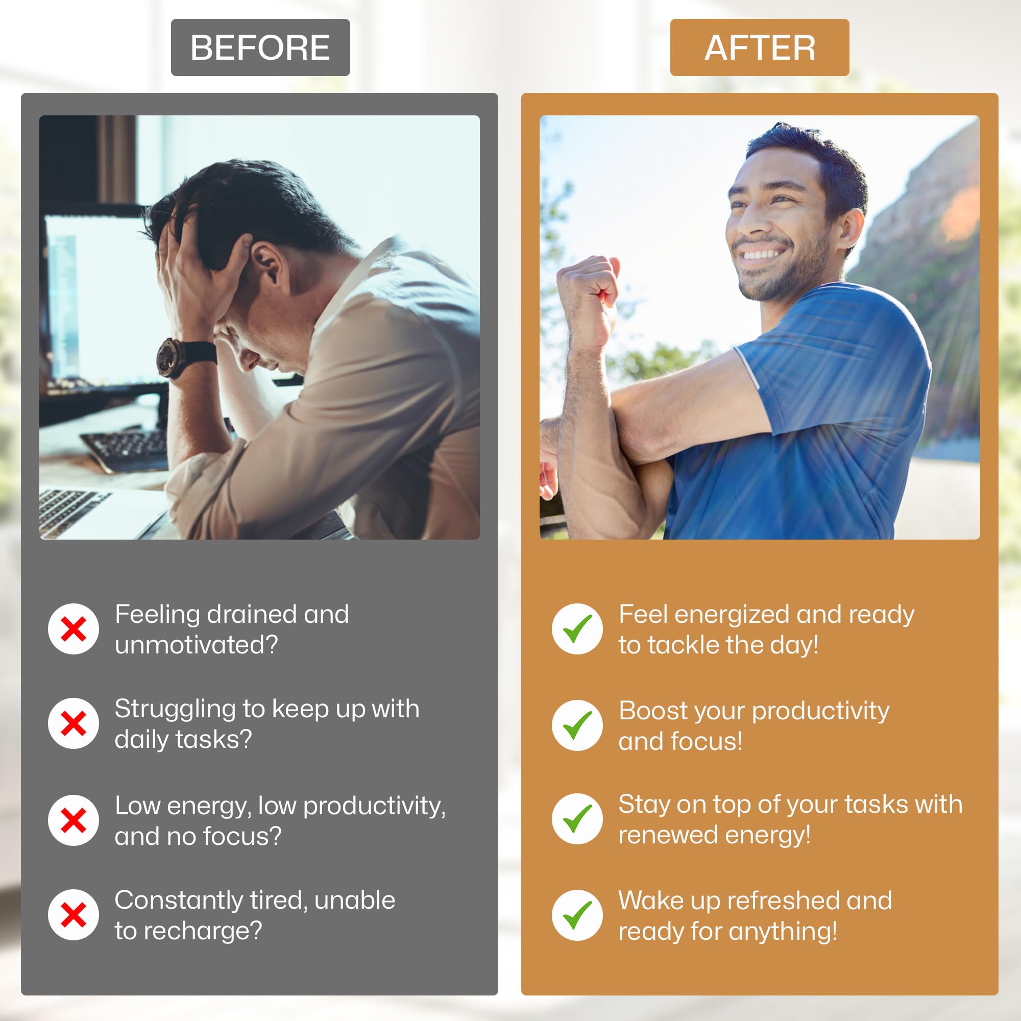 Healthy lifestyle image suggesting energy and immunity with Lingzhi capsules