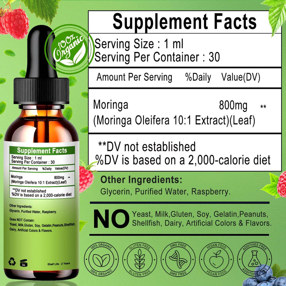 Vita Letuo Moringa bottle packaging showing 60 servings per container.