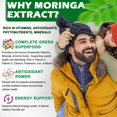 Dropper dispenses Vita Letuo moringa liquid into a glass for easy use.