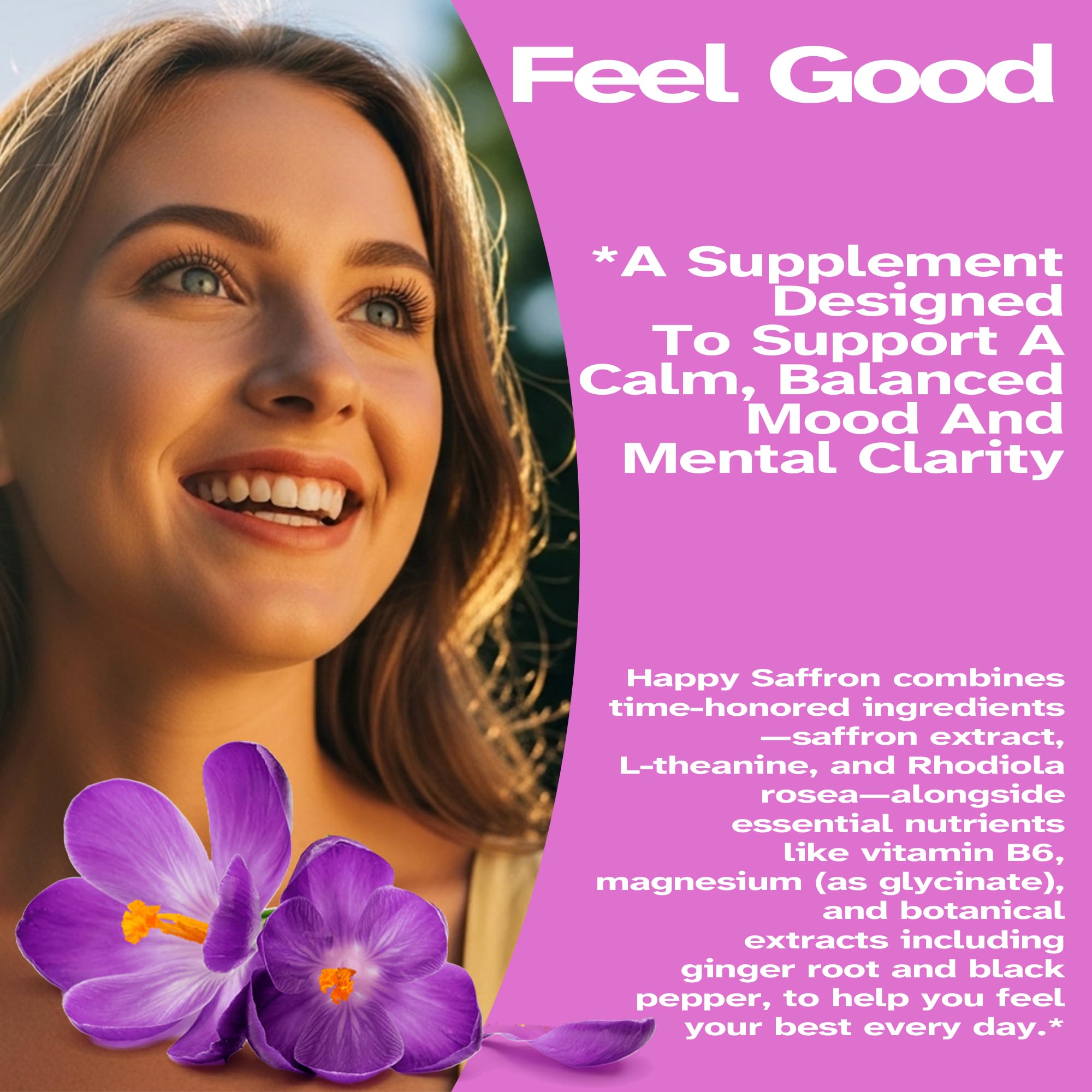 Mood and focus concept with saffron supplement bottle