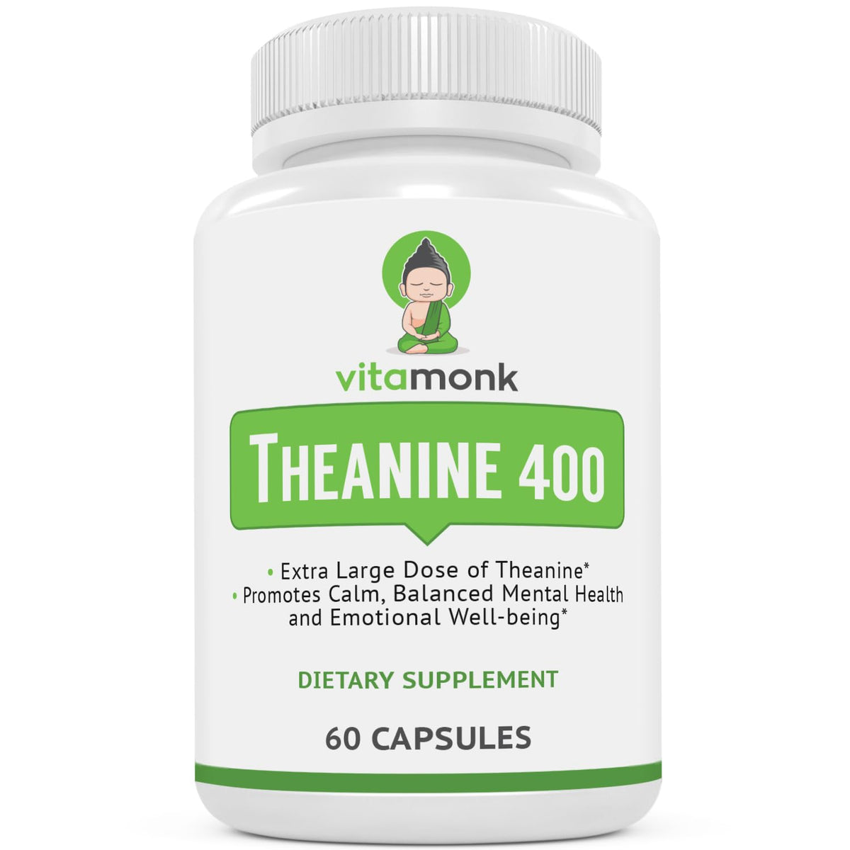 VitaMonk L-Theanine 400mg bottle with 60 capsules