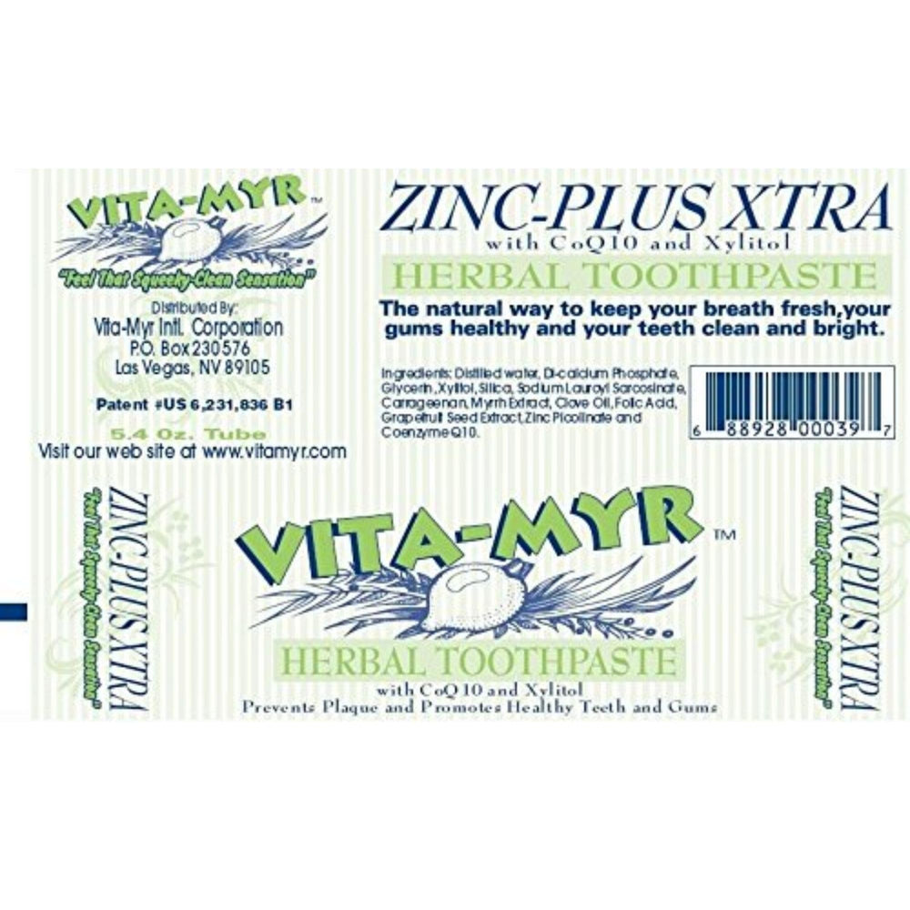 Usage instructions and net weight on VITA MYR toothpaste packaging