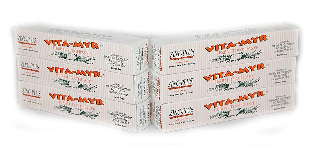 Vita-Myr Zinc+ toothpaste 4 oz pack of 6 - front view