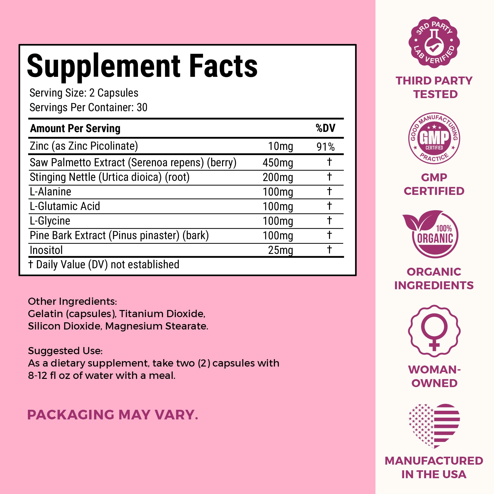 USA-made supplement packaging label