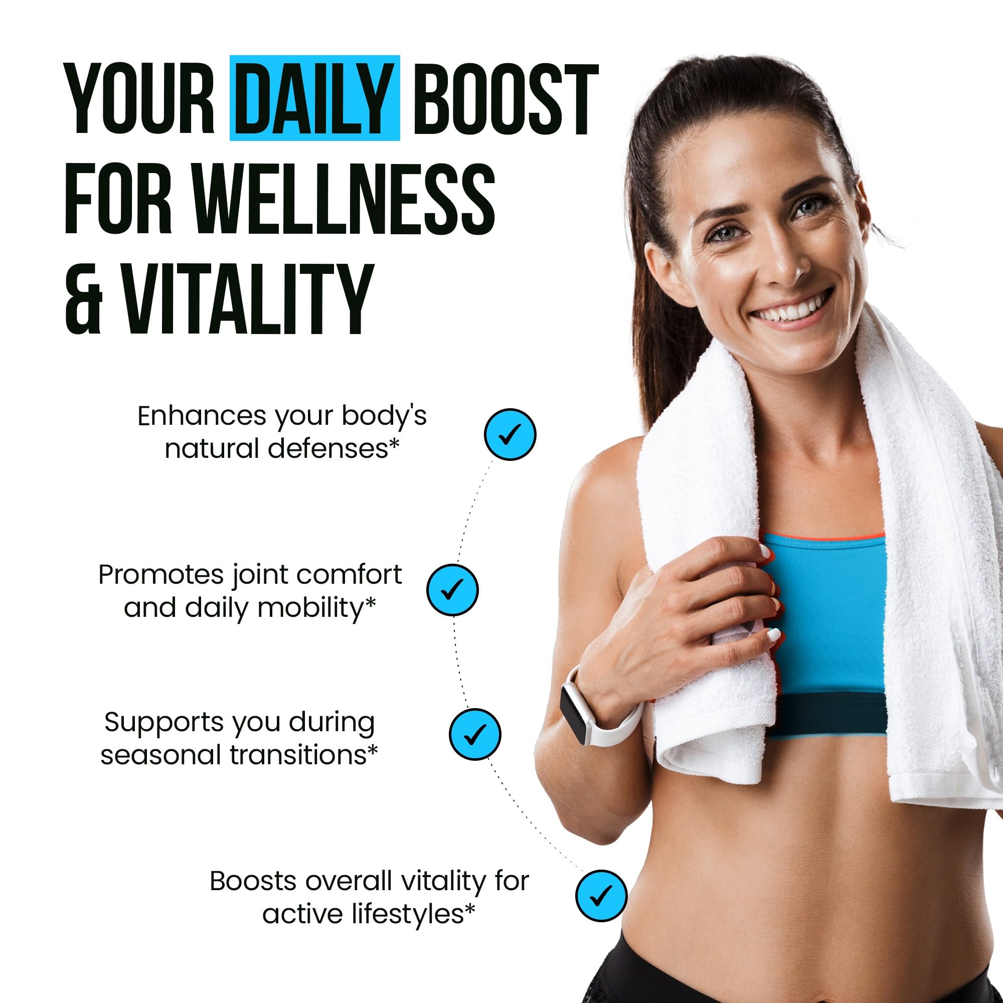 Joint comfort and overall wellness messaging on VitaRaw capsules