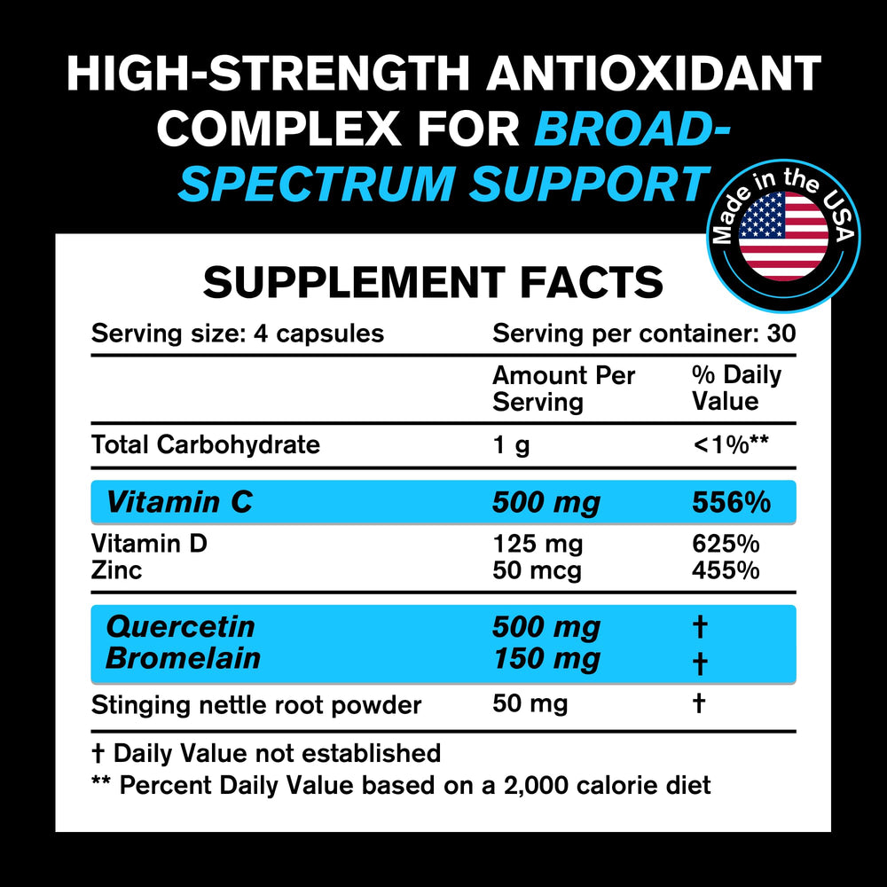 Made in USA GMP manufacturing facility for VitaRaw Quercetin with Bromelain