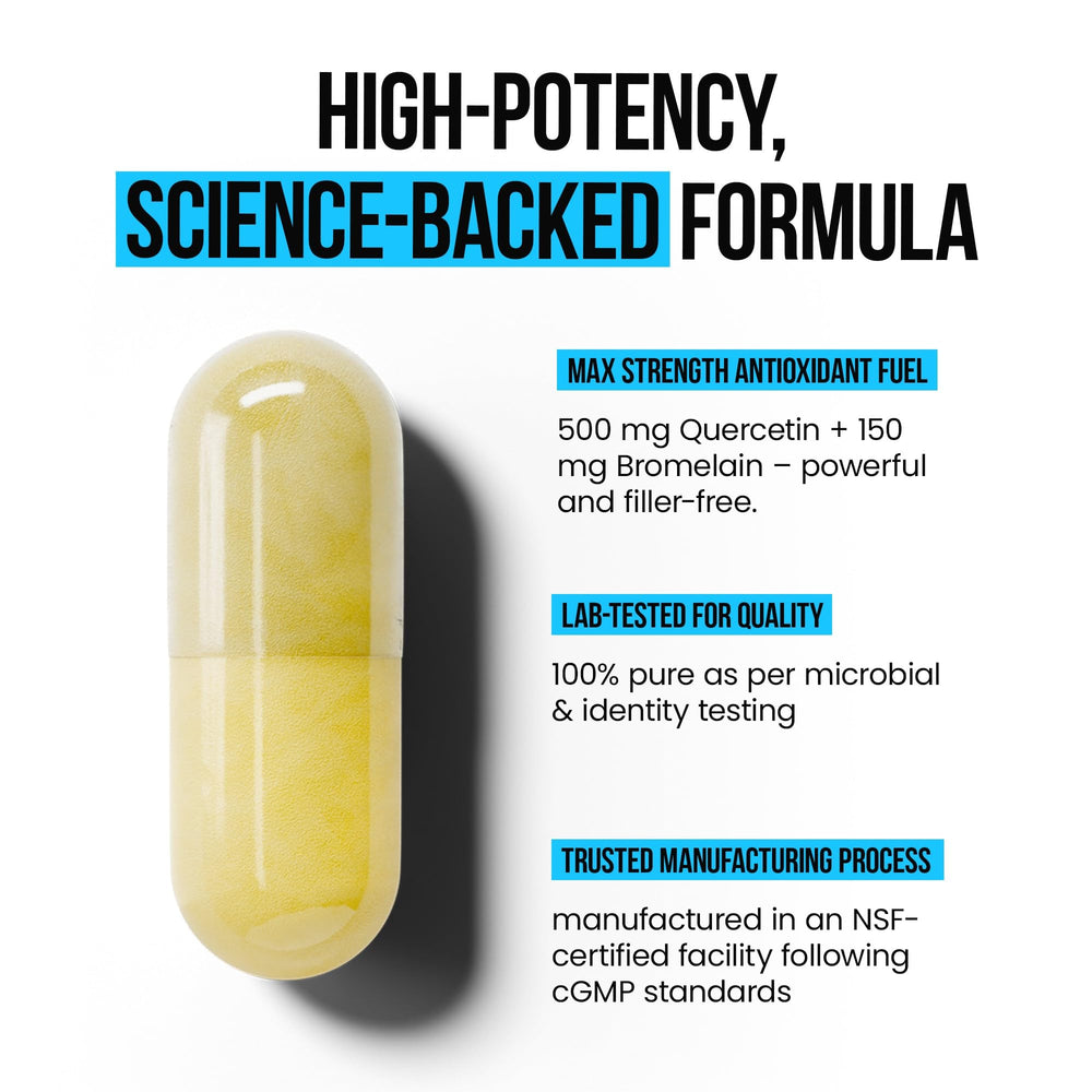Nutrition facts panel for VitaRaw Quercetin with Bromelain