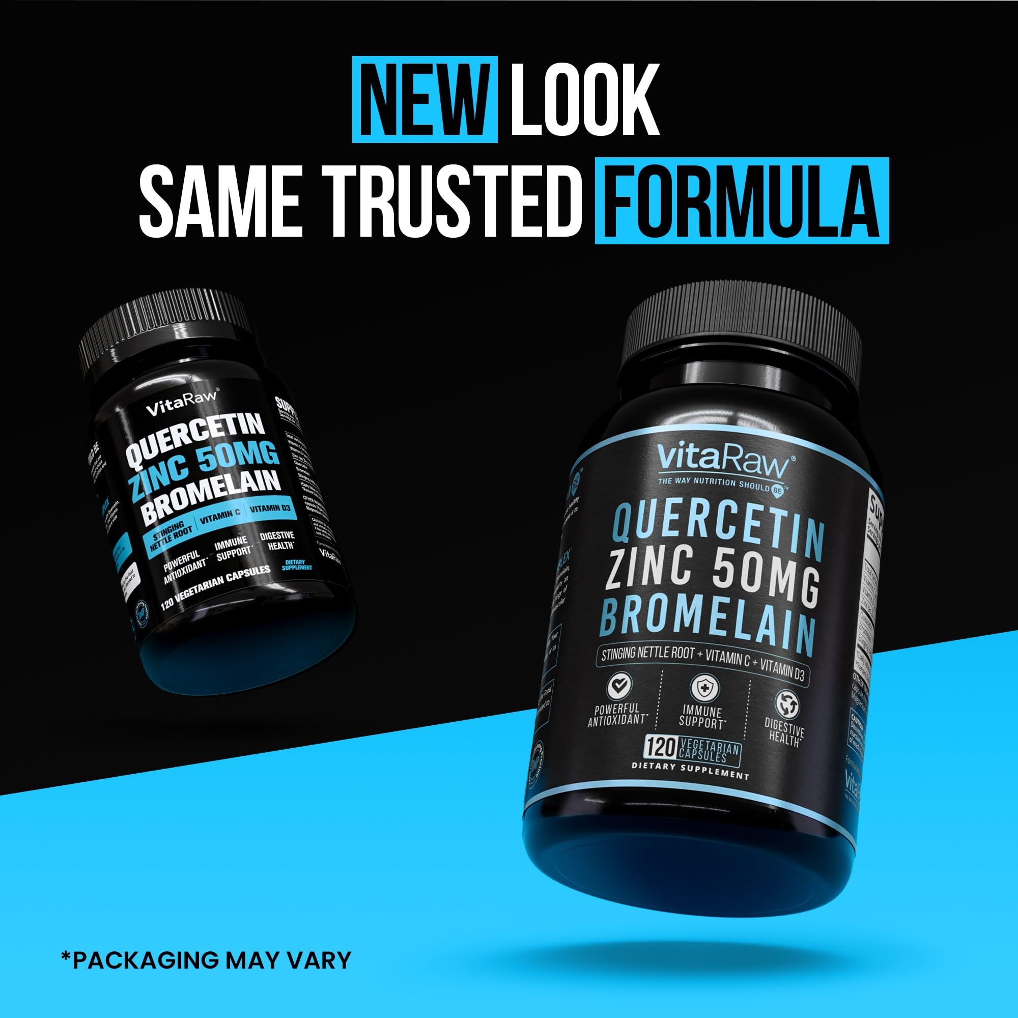 Vitamin C and zinc ingredients shown on VitaRaw supplement label