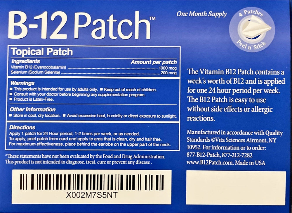One-month supply of Vita Sciences B12 patches