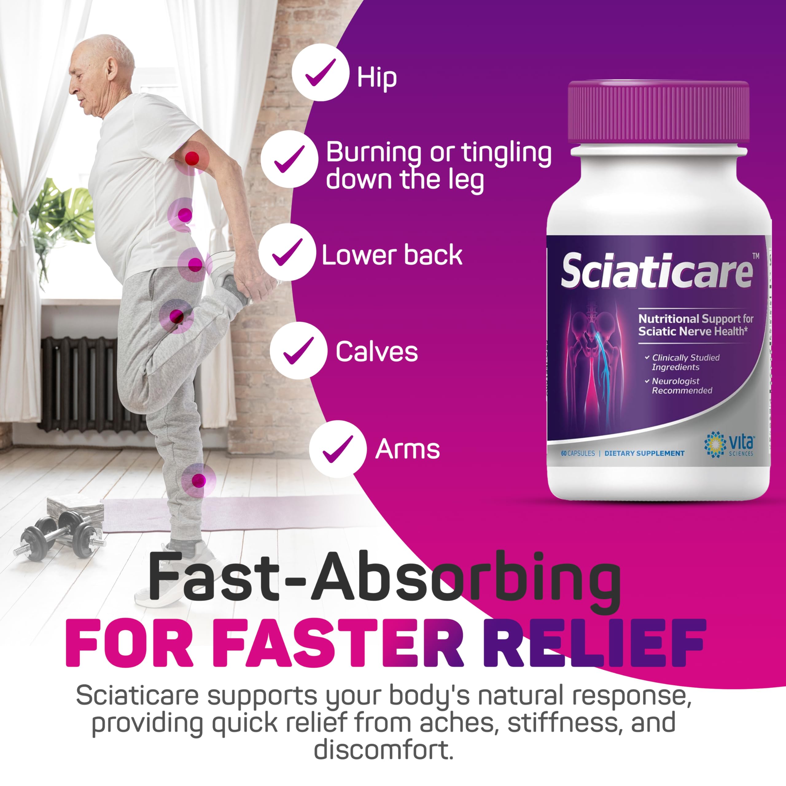 Label highlighting R-ALA 40x strength and natural ingredients