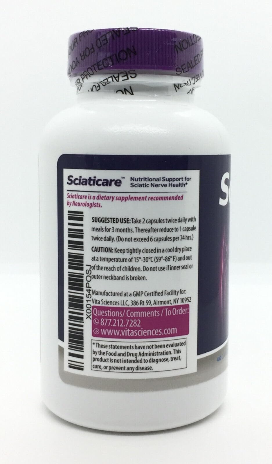 Close-up of Sciaticare capsules with natural ingredients