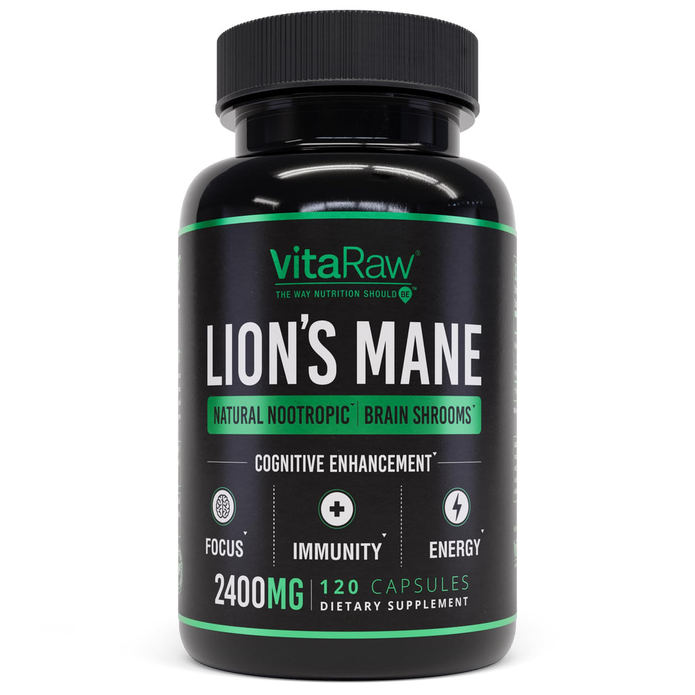 VitaRaw Organic Lions Mane supplement bottle hero image