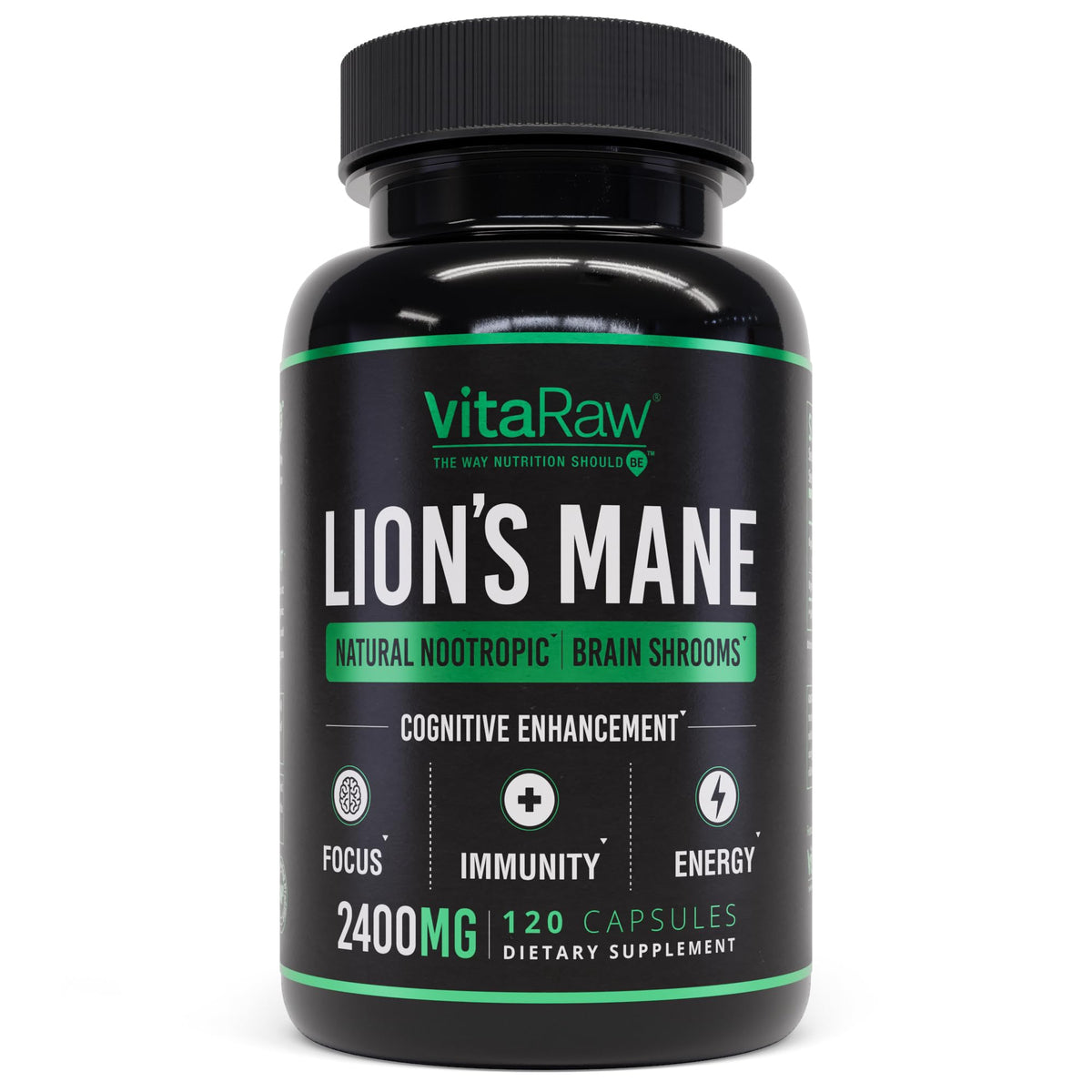 VitaRaw Organic Lions Mane supplement bottle hero image