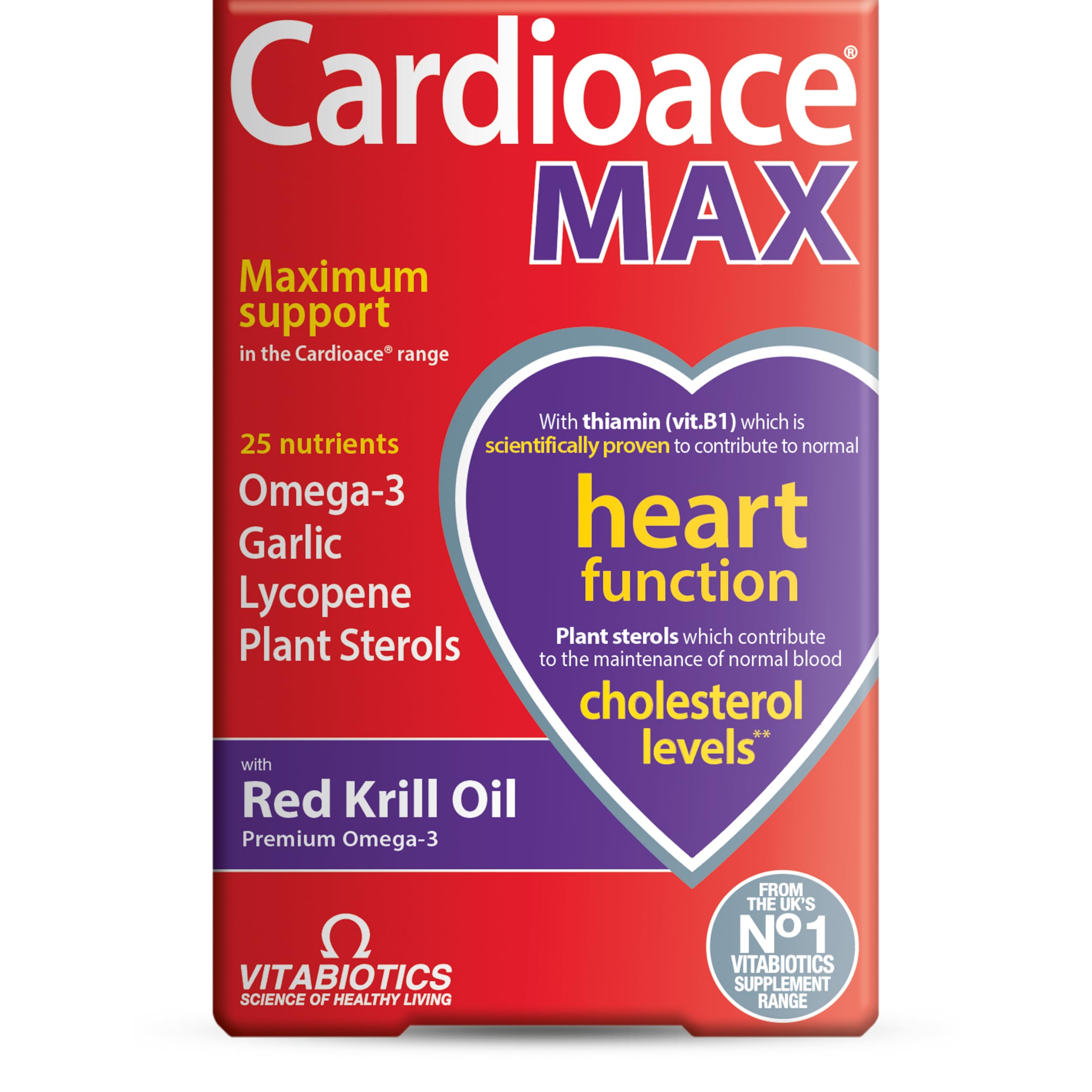 Bottle of Cardioace Max 84 capsules on white background