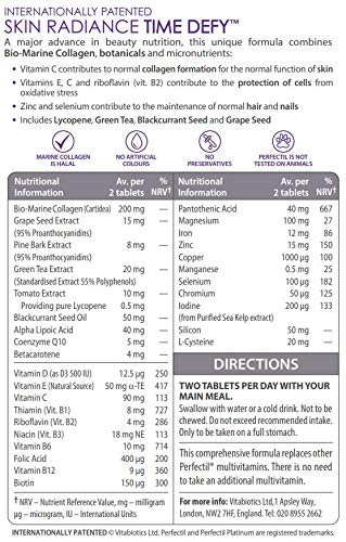 Box and bottle of Vitabiotics Perfectil Platinum Skin Radiance.