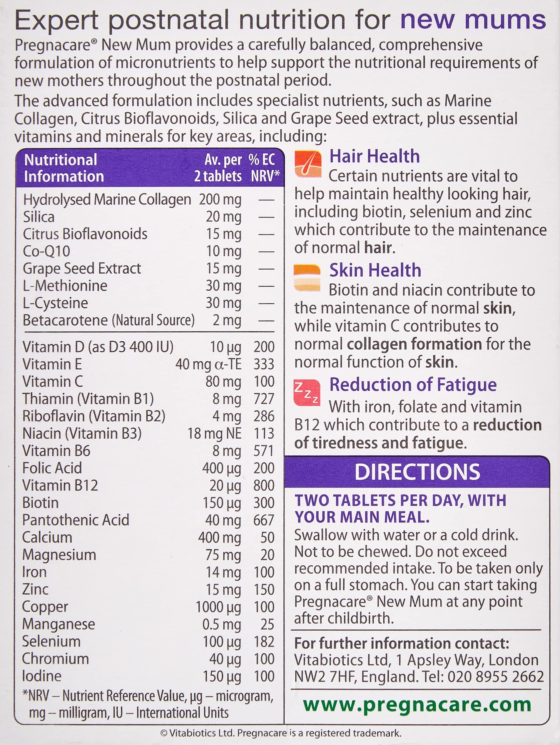 Close-up of Pregnacare New Mum tablets