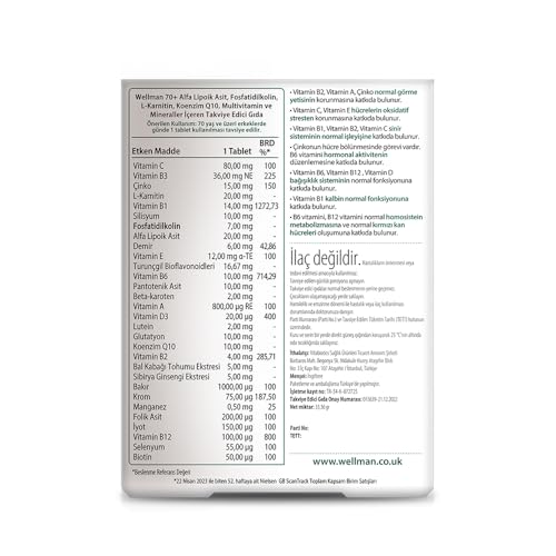 Wellman 70+ 30 Tabs label and packaging