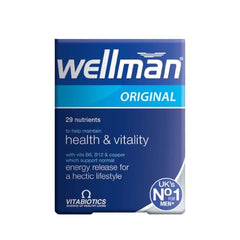 Front view of Vitabiotics Wellman Original bottle with 30 tablets