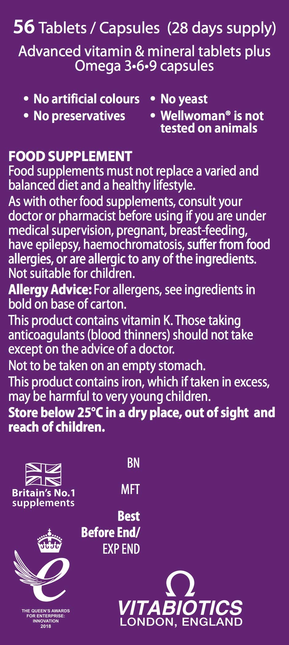 Wellwoman Plus Omega-3-6-9 capsules and vitamins close-up