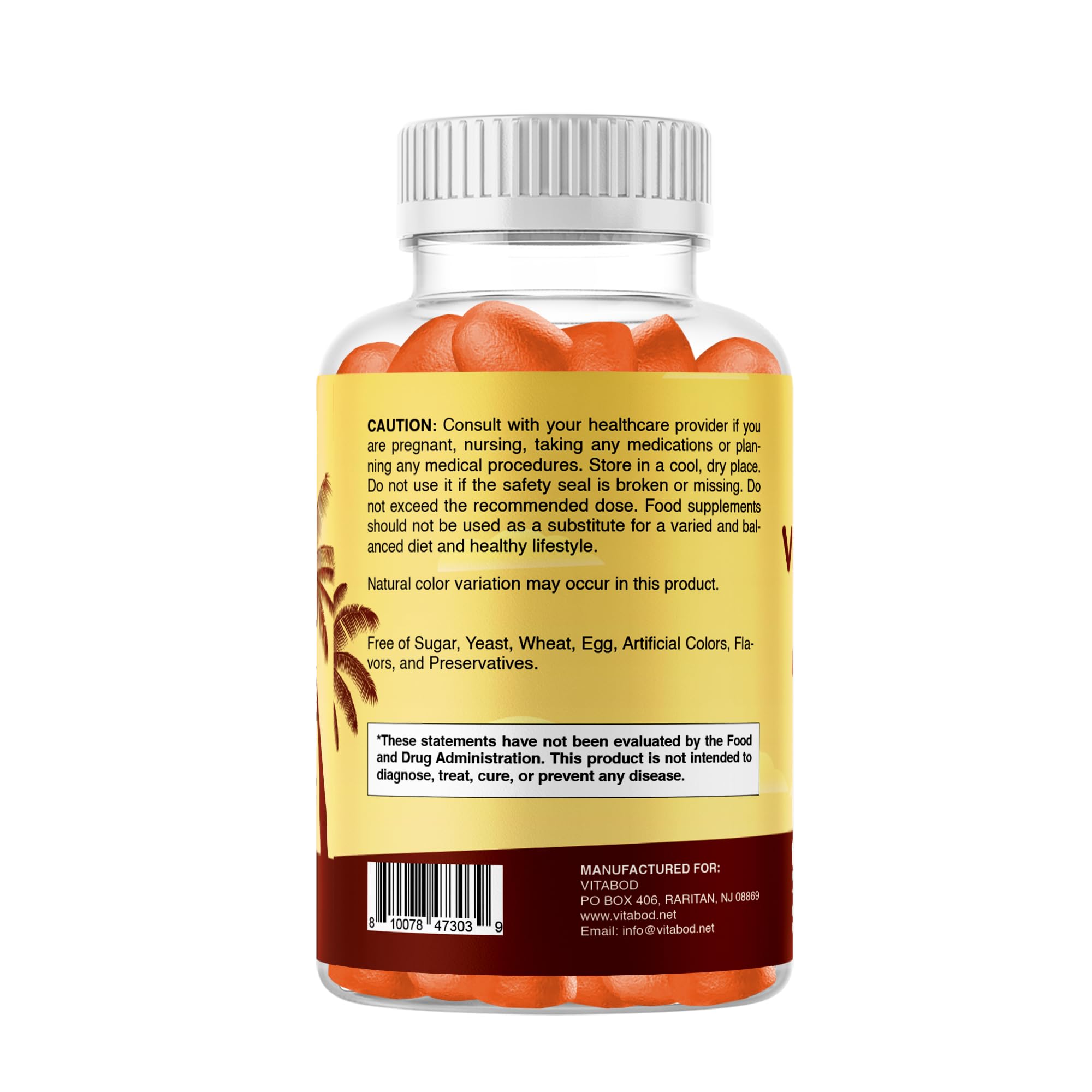 120-count bottle label on Vitabod D3 Gummies