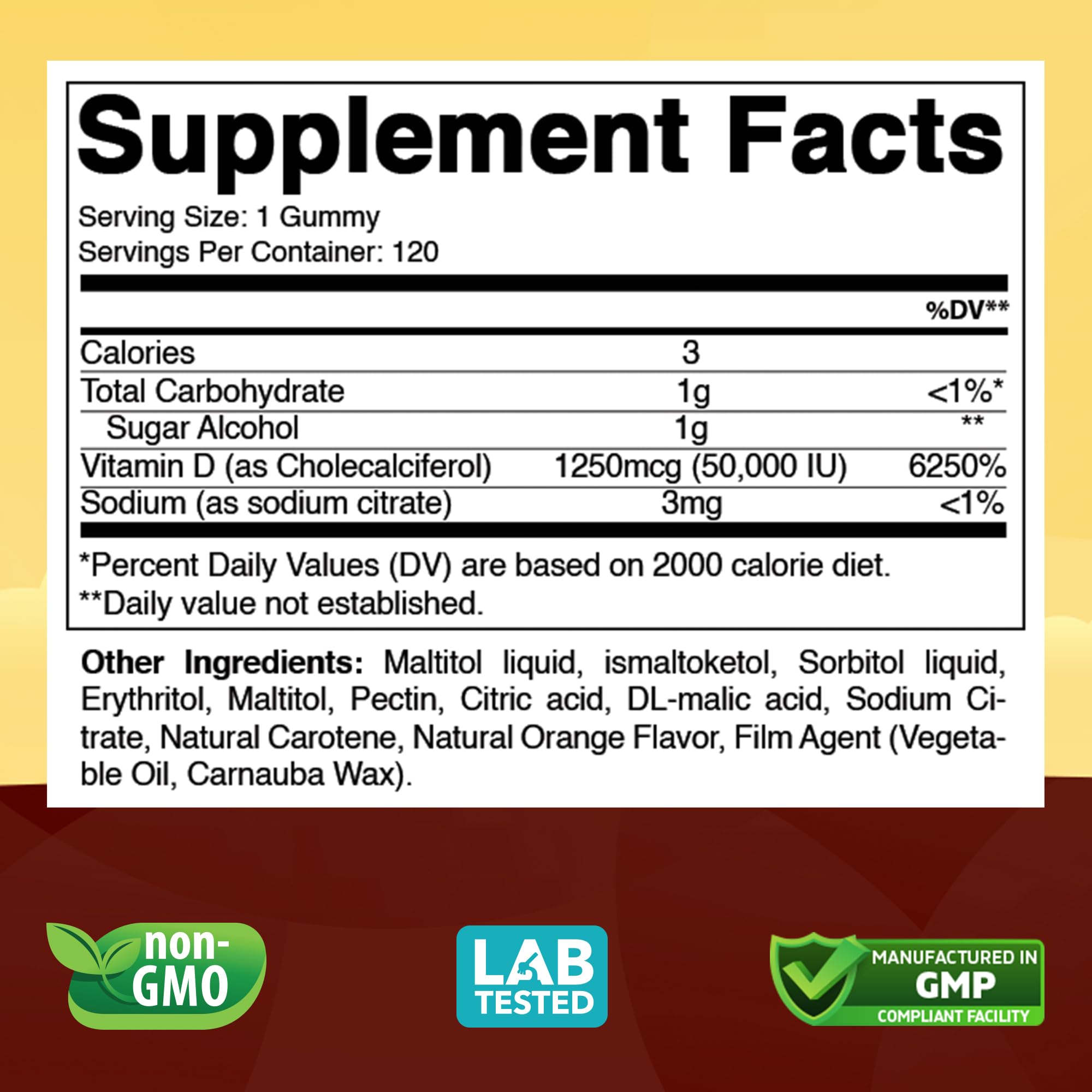Vitabod D3 Gummies bottle back label