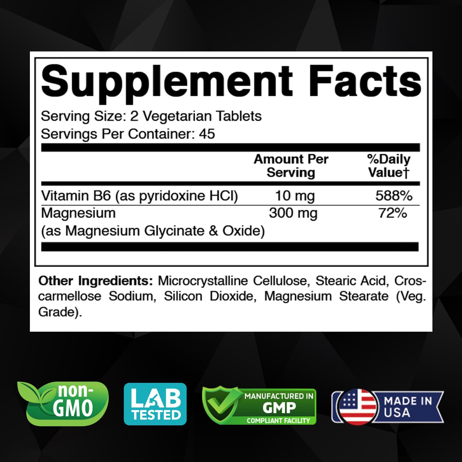 Label highlight: 300 mg elemental magnesium per serving