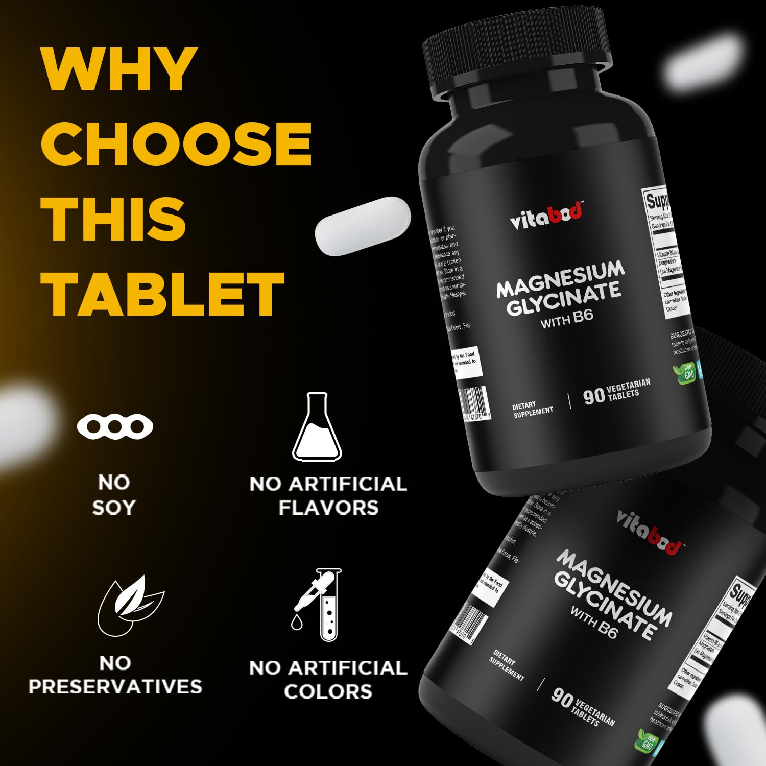 Non-GMO, gluten-free magnesium glycinate supplement