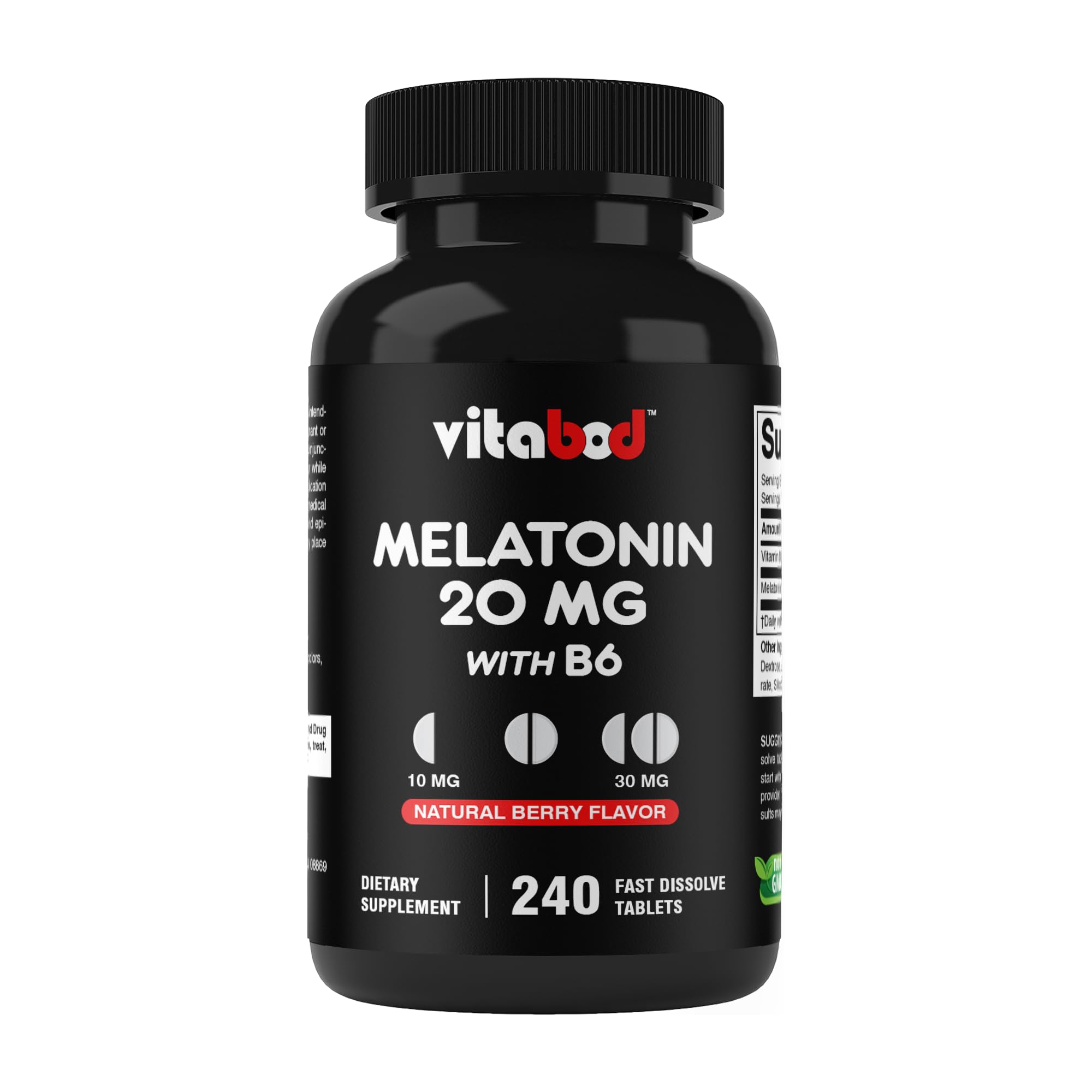 Vitabod Melatonin 20 mg berry flavor fast-dissolve tablets bottle