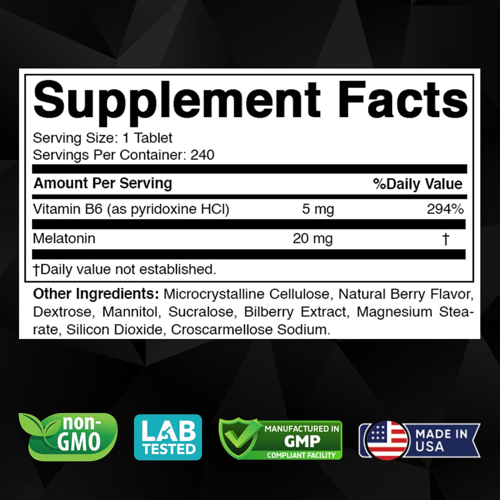 Close-up of berry flavored Melatonin tablet dissolving