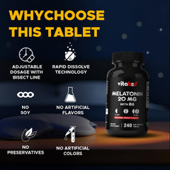 Back of Vitabod Melatonin bottle showing 240 count