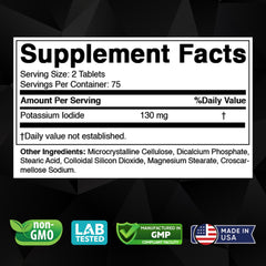 Label close-up showing 130 mg per serving