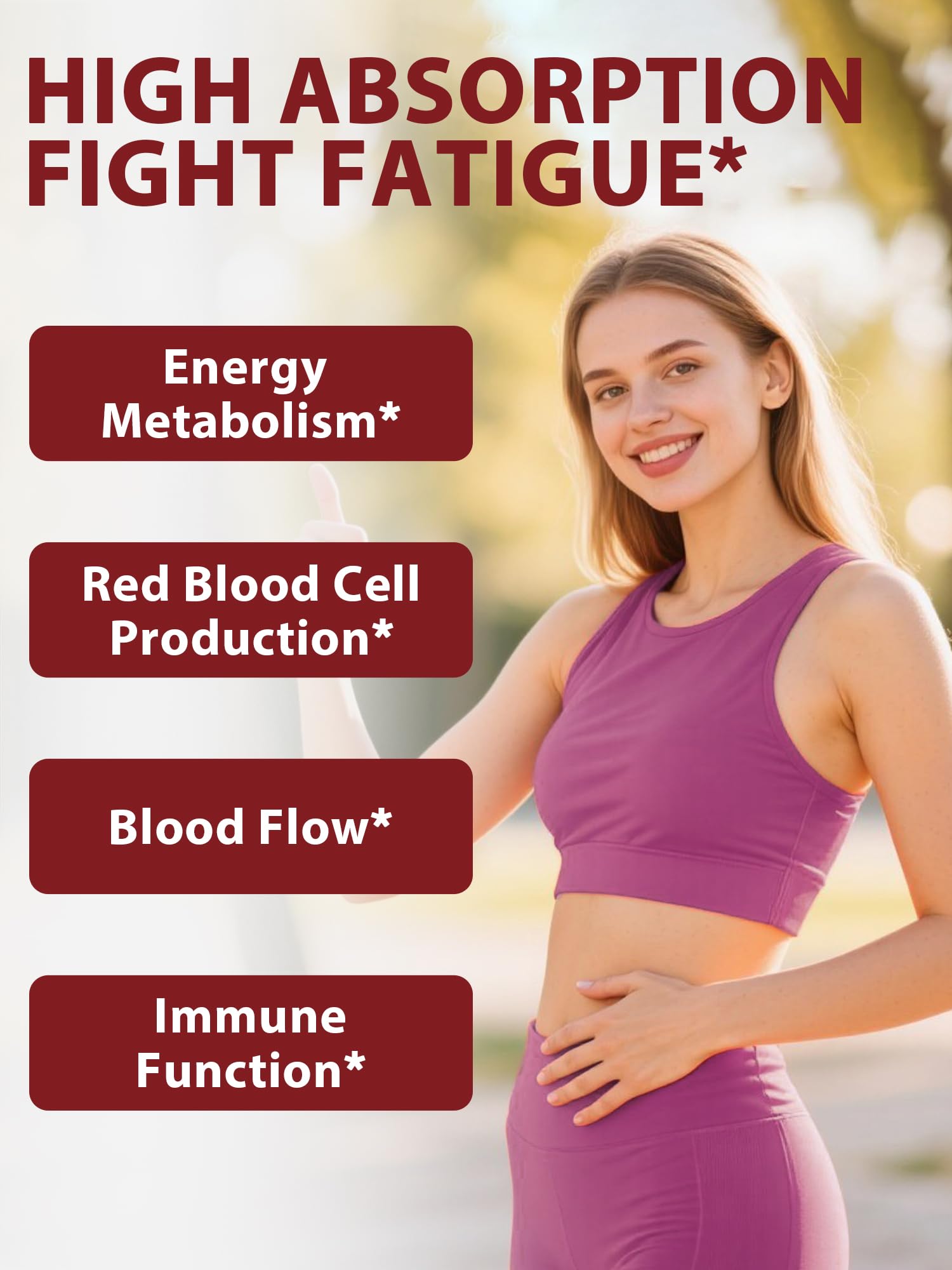 Label showing 65 mg iron dosage per capsule