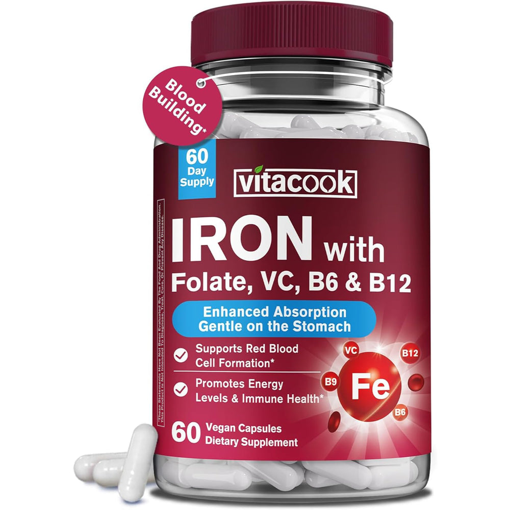 Vitacook Iron Bisglycinate supplement for women and men in a bottle – 60 vegan capsules