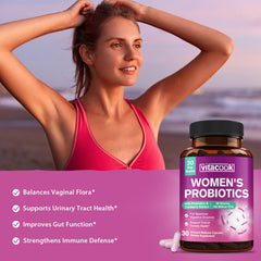 Close-up of probiotic capsules showing 100B CFU and 36 strains