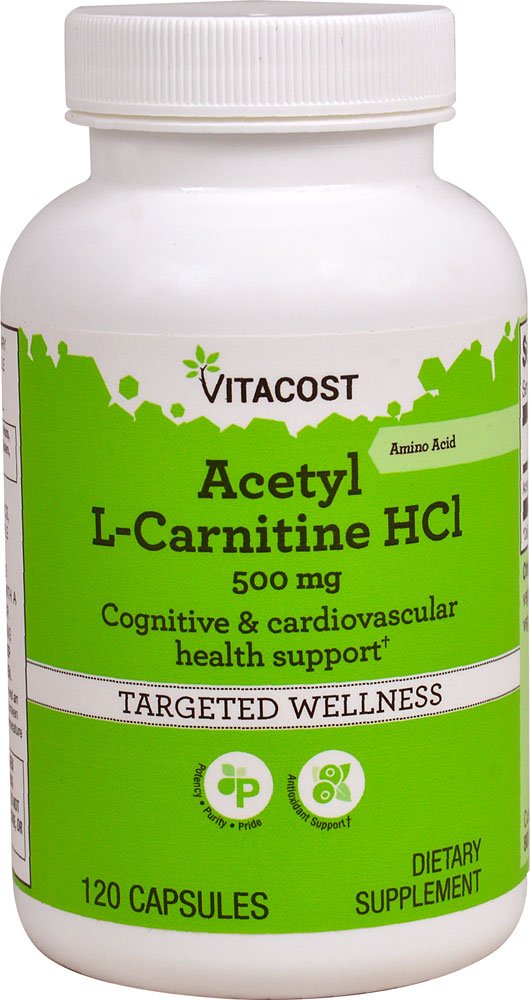Vitacost Acetyl L-Carnitine HCl 500 mg bottle - 120 capsules